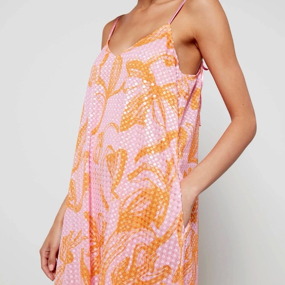 STINE GOYA Francisca Sequin Maxi Dress Women’s Sz M pink/orange NWOT - Picture 2 of 12